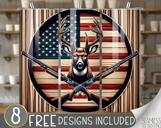 Deer Tumbler Wrap, Wood Look 20 oz Tumbler Sublimation Designs, American Flag Tumbler File, Guns Tumbler Design, Buck Tumbler Wrap File