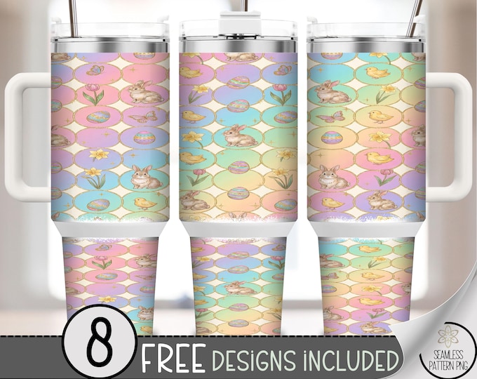 Easter PNG, 40 oz Tumbler Wrap, Cute Bunny And Chick, Sublimation Design, Digital Download, B10039