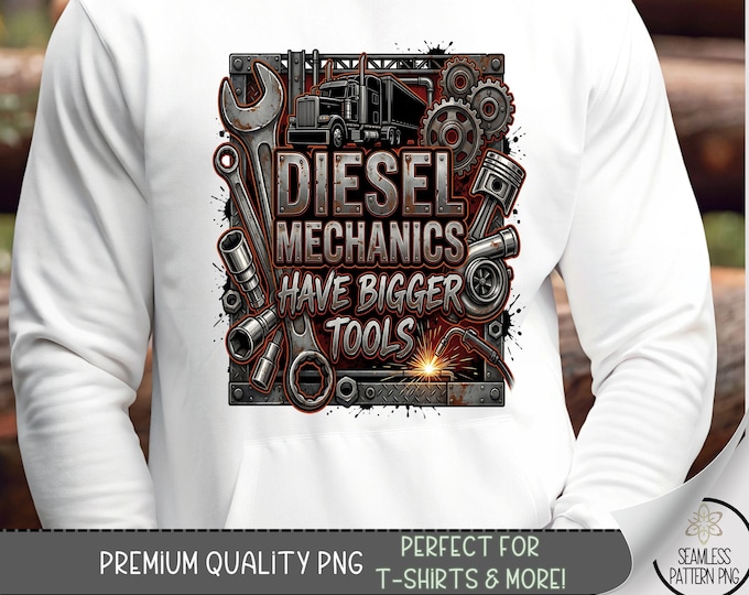 Diesel Mechanics T-shirt PNG, Bold Typographic Sublimation Design, Industrial Grunge DTF Shirt Graphic, Masculine TShirt File, B10113