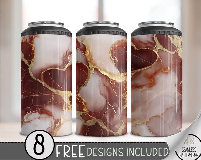 Valentines Day 4 in 1 Can Cooler Wrap, Seamless Heart 4in1 Tumbler PNG,Vday 16 Oz Can Cooler Sublimation Design,Stone Hearts Hard Can Cooler
