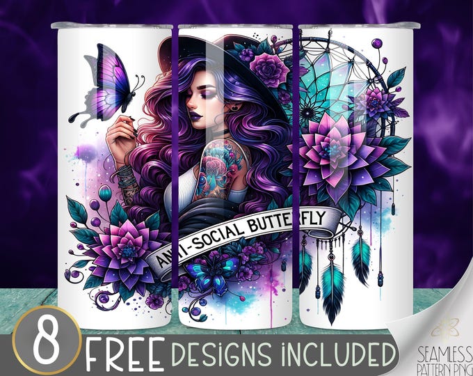 Day of the Dead Women Tumbler Wrap, 20 oz skinny Tumbler Wrap Sublimation PNG, Skeleton Tumbler Wrap, Gothic Celestial Tumbler, Witch Design