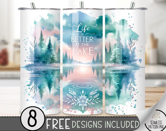 Lake Life Tumbler Design, Sublimation Design, Digital Downloads, Skinny 20oz Tumbler Wrap20 oz Straight Tumbler Sublimation,Dock Tumbler PNG