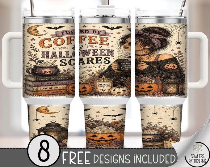 Halloween 40 oz Tumbler Wrap, Witch Coffee Sublimation Design, Digital Download, B10429