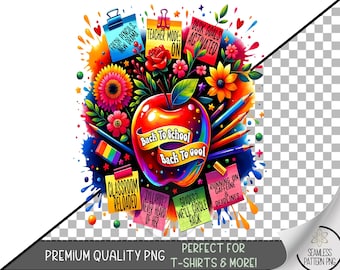 Back To School Back To Cool Sublimation PNG, Teacher Life Clipart, Funny Apple Pencil Rainbow Art, Classroom Decor Printable, A333