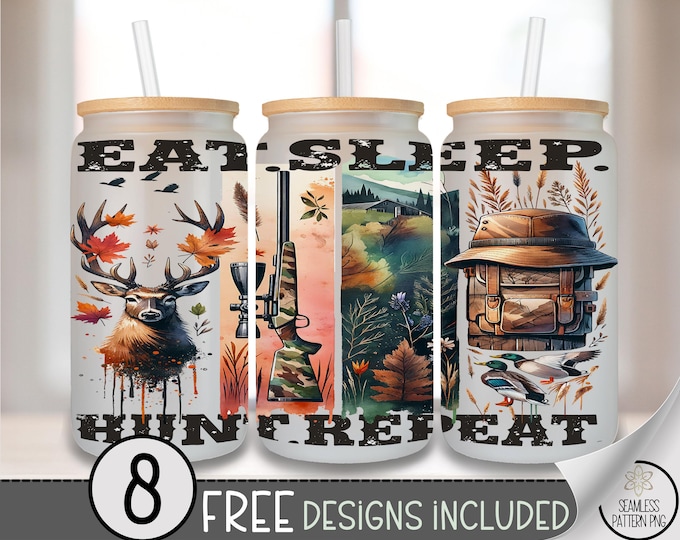 Hunting Glass Can Wrap, UV Decal for Tumbler, Sublimation Design, Digital Download, Camo Hunting Sticker, A419
