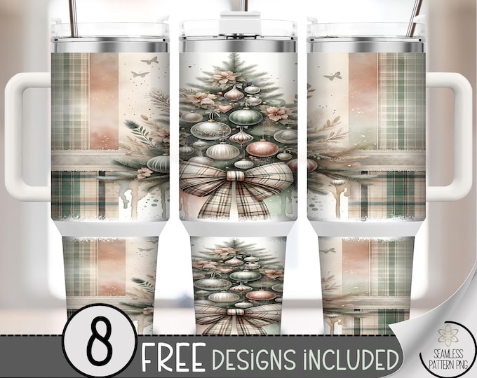 Christmas Tree 40 oz Tumbler Wrap, Festive Ornament Design, Digital Download, Sublimation File for Holiday Cups A467
