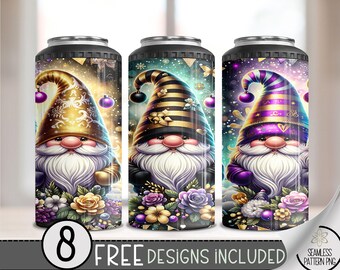 New Year Gnomes 4in1 Can Cooler Wrap, Winter Sublimation Design,NYE 16 Oz Slim,Cute Gnomes 4 in 1 Tumbler PNG,New Years Eve 16 Oz Can Cooler