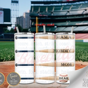 Best Mama Mommy Mom Brah 20 oz Straight Tumbler Wrap Sublimatie PNG, Baseball Bat Tumbler Design, Moederdag Wrap Design Instant Download