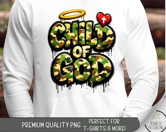 Child Of God PNG, Graffiti T-Shirt Sublimation Design, Christian Streetwear Design, Bold Spray Paint Faith Clip Art, B10007