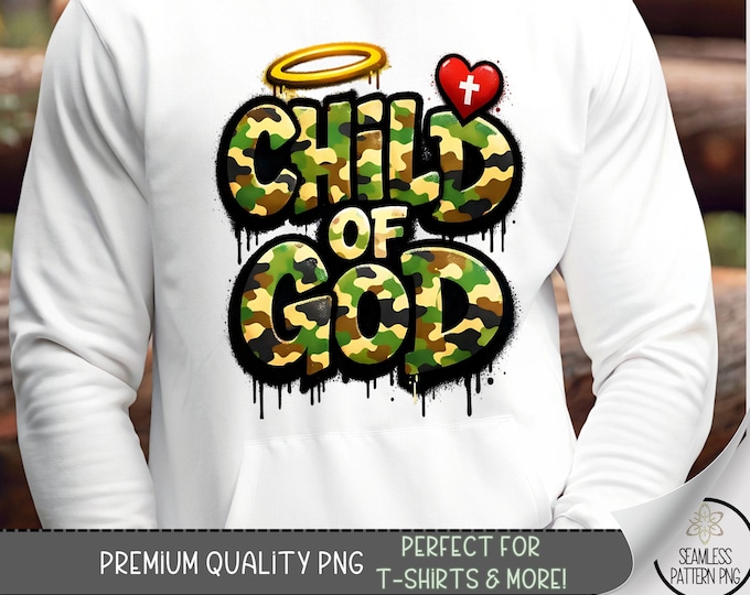 Child Of God PNG, Graffiti T-Shirt Sublimation Design, Christian Streetwear Design, Bold Spray Paint Faith Clip Art, B10007