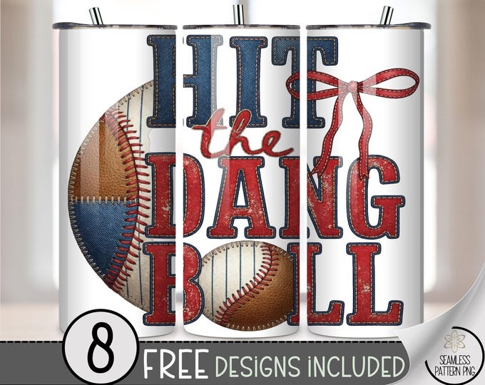 Baseball 20 oz Tumbler Wrap, Rustic Sublimation Design for Straight Tumblers, Vintage Americana PNG File, Sporty and Whimsical, B10184