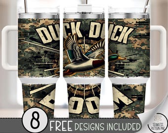 Hunting 40 oz Tumbler Wrap, Camo Sublimation Design, Duck Hunting PNG, Outdoor Tumbler Wrap for Men, A540