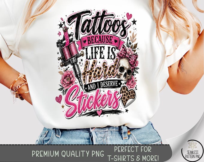 Tattoo-Themed T-shirt PNG, Bold Typographic Sublimation Design, Punk DTF Shirt Graphic, Edgy TShirt File, Digital Download, B10276