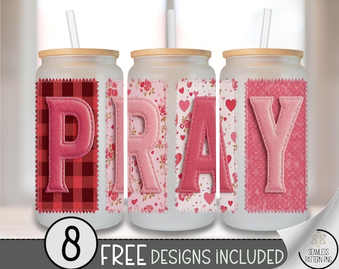 Pray Glass Can Wrap PNG, Love Christian Design, Bible Verse, Faith-Based Sublimation, Digital Download, B831