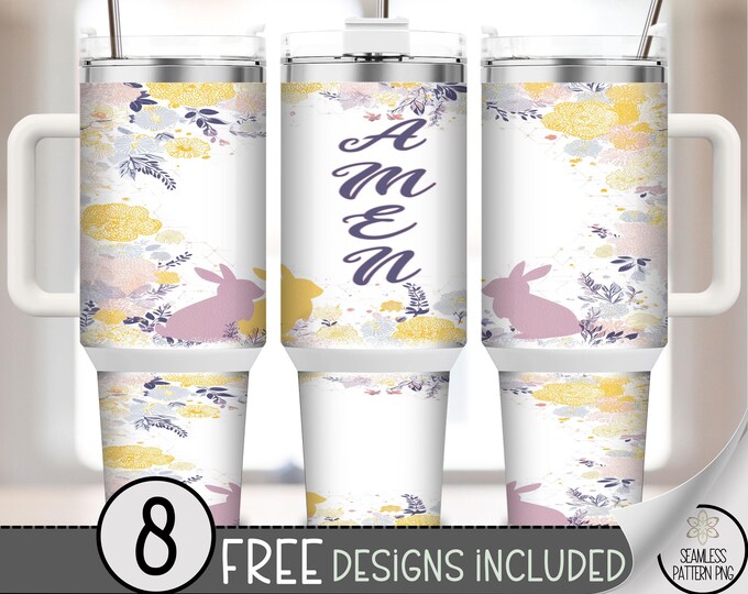 Easter Bunny PNG, 40 oz Tumbler Wrap, Bunny Pastel Sublimation Design, Digital Download, B10001