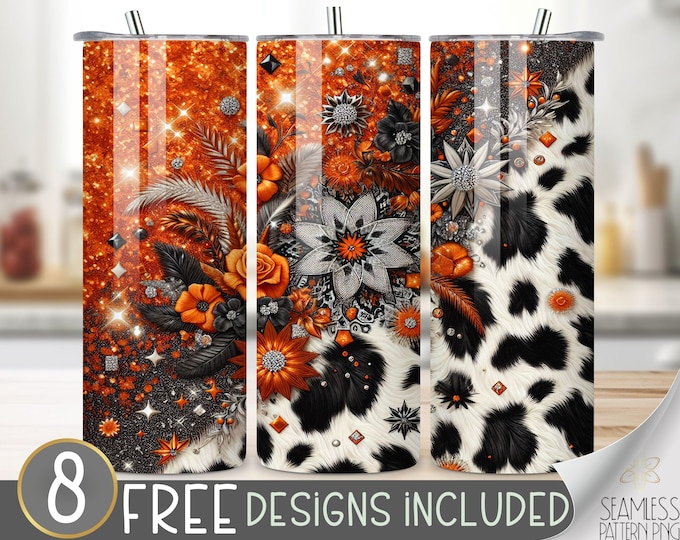 Western Tumbler Wrap, 20 oz Tumbler Sublimation Designs, Country Tumbler Wrap, Boho Cow  Hide Tumbler, Cowhide PNG, Country Girl Tumbler