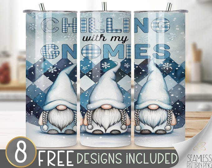 Gnomies Tumbler Wrap, Winter Sublimation Design, Cute 20 Oz Skinny, Winter Tumbler Wrap For Her,Funny Tumbler Wrap Png,Christmas Tumbler PNG