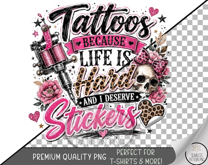 Funny Tattoos Sublimation Design, Sarcastic UV DTF Graphic, Adult Humor Clip Art, Digital Download, B10276