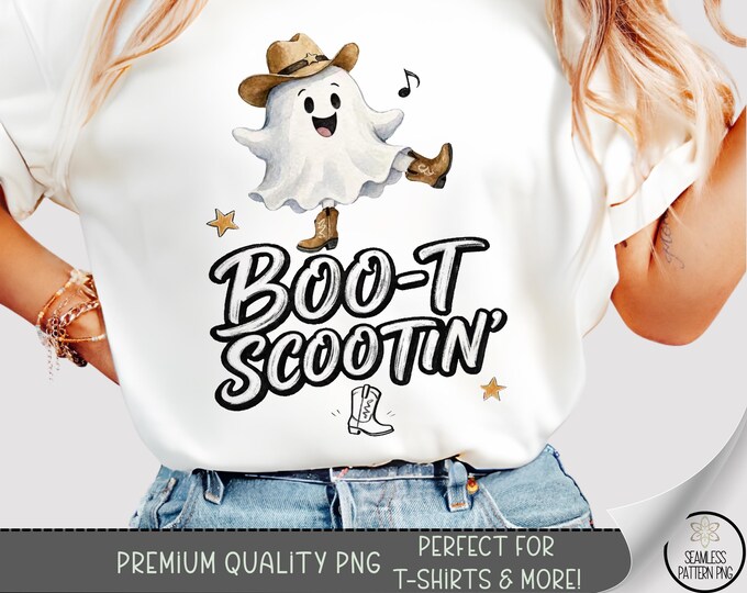 Halloween T-shirt PNG, Spooky Cowboy Ghost Sublimation Design, Digital Download, B10424