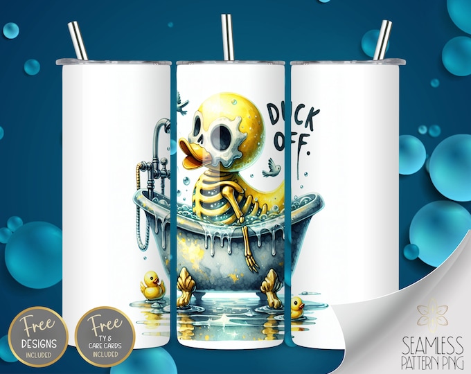 Funny Yellow Rubber Duck Tumbler Wrap 20 oz Skinny Tumbler Sublimation Design Digital Download PNG Instant Digital Only, Funny Tumbler Wrap
