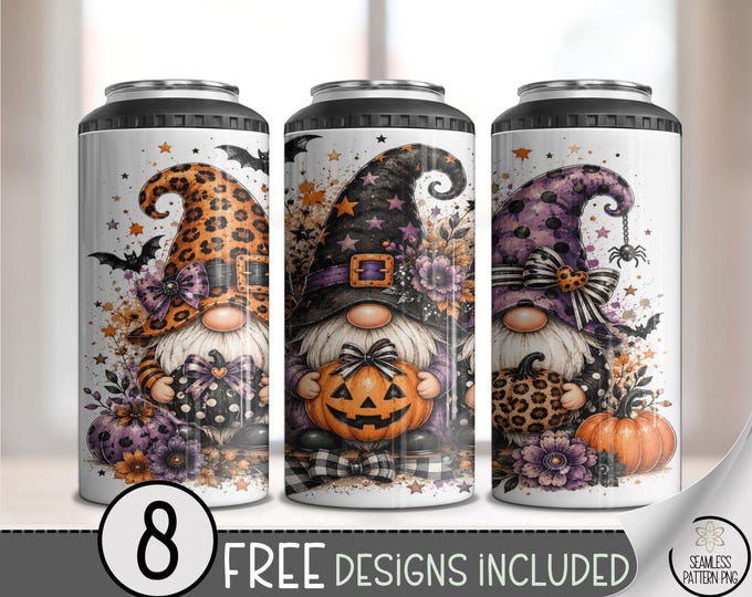 Halloween Gnomes 4in1 Can Cooler Wrap, Sublimation Design, Digital Download, B10480