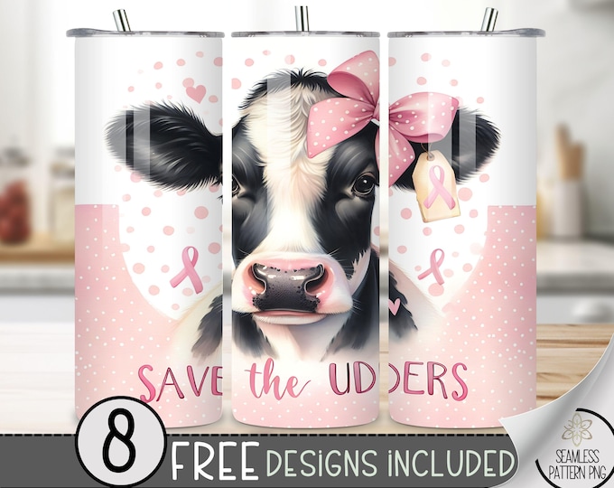 Save The Udders Tumbler Wrap, Breast Cancer Awareness PNG, Pink Awareness Breast Cancer Survivor Tumbler Wrap, Women's Health Digital Design