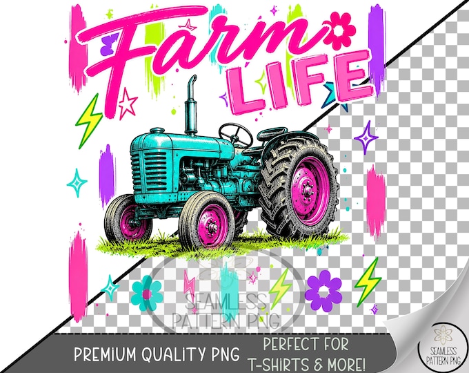 Farm Tractor Sublimation Design, Vintage Vehicle UV DTF Graphic, Retro Clip Art, Digital Download, B10306