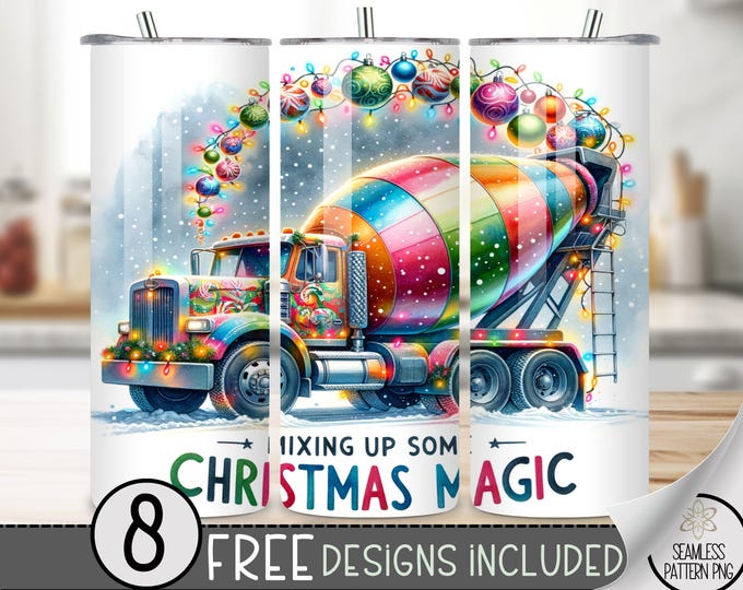 Construction Tumbler Wrap PNG, Christmas Tumbler Wrap, Truck Sublimation Design, Xmas Holiday PNG Tumbler File, Funny Digital Download