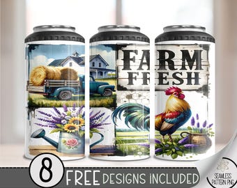 Farm Fresh 4 in 1 Can Cooler Wrap, Western Vintage Truck 4in1 Tumbler PNG, Rooster 16 Oz Can Cooler Sublimation Design, Country Western A45
