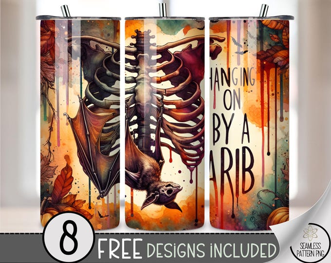 Gothic Ribcage 20oz Tumbler Wrap, Dark, Moody Skeleton Sublimation Design, Printable 20oz Cup Wrap, Spooky Haunted Aesthetic, A445