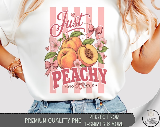Summer Peach T-shirt PNG, Fruit Sublimation Design, Cute Vintage DTF Shirt Graphic, Feminine TShirt File, Digital Download, B10211