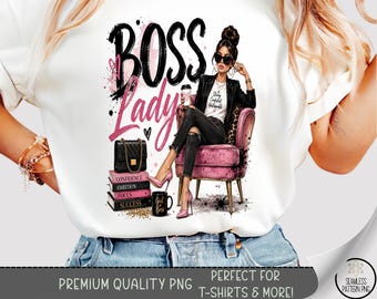 Boss Lady T-shirt PNG, Trendy Fashion Woman Sublimation Design, Digital Download, B10469
