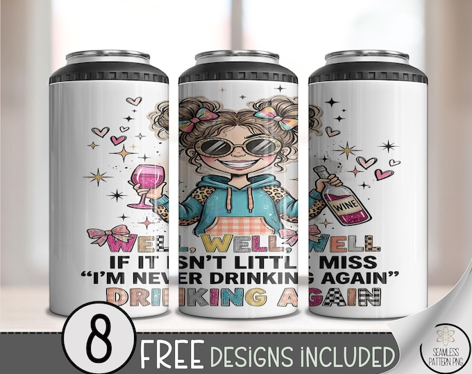 Well Well Well PNG 4-in-1 Can Cooler Wrap, Funny Adult Humor Design For Wine Lovers, Digital Download, B875