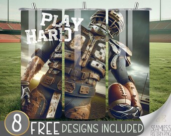 Football play hard tumbler wrap, game day vibes 20 oz skinny tumbler sublimation, football tumbler design, tumbler wrap for guys, muddy PNG