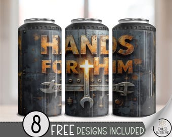 Hands For Him 4in1 Can Cooler Wrap, Religious Sublimation Design, Christian Can Cooler File For Guys, Mechanic Christian Wrap For Men, A519
