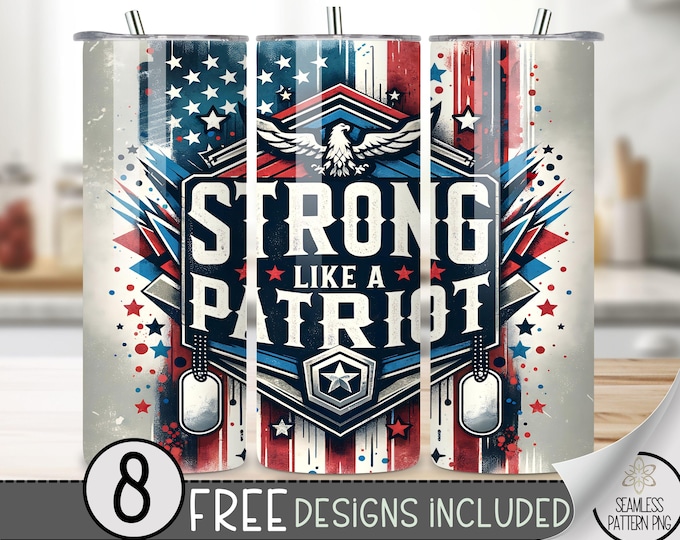 Patriot Trump 2024 Tumbler Wrap PNG Digital Download 20 oz Skinny, Election Tumbler Sublimation Design, Military Seamless Sublimation design