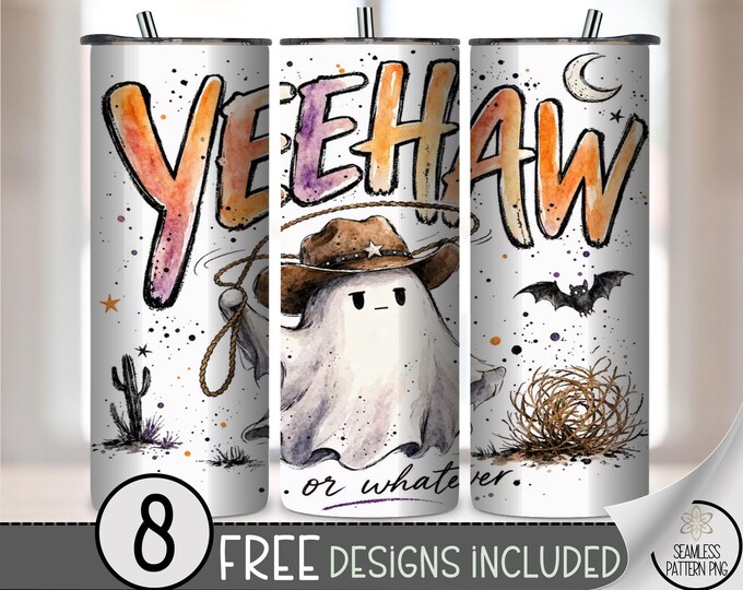 Ghost Western 20 Oz Tumbler Wrap, Spooky Yeehaw Tumbler Design, Sassy Halloween Tumbler Design, Digital Download, B10439