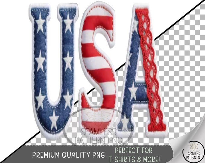 Faux Patchwork USA Png Sublimation Design, Patriotic DTF Graphic, Americana Clip Art (Digital Download) B10182