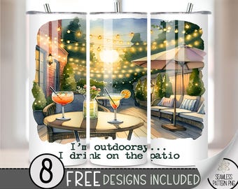 Silly Alcohol 20 oz Straight Tumbler Wrap Sublimation PNG, Funny Adult Skinny Tumbler Design Files, Witty Outdoorsy Patio Tumbler PNG, A107