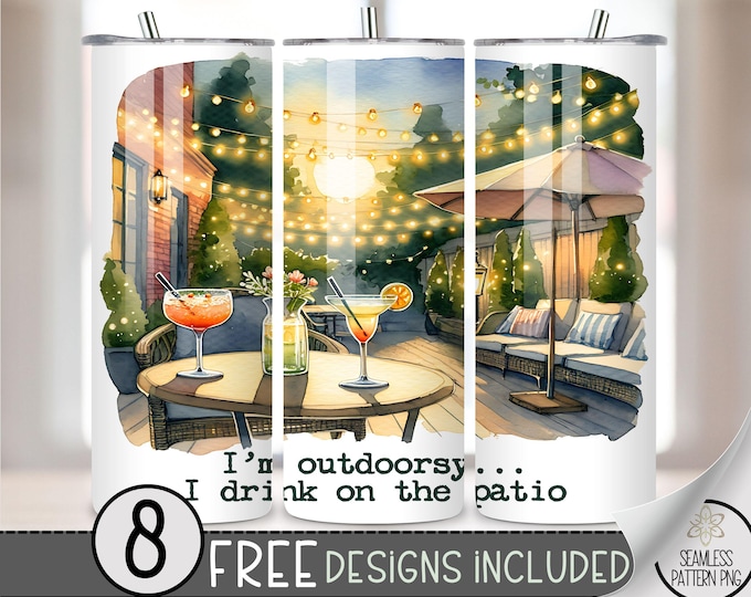 Silly Alcohol 20 oz Straight Tumbler Wrap Sublimation PNG, Funny Adult Skinny Tumbler Design Files, Witty Outdoorsy Patio Tumbler PNG, A107