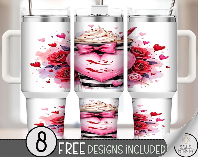 Xoxo Hearts 40 Oz Tumbler Wrap, Romantic Cute Sublimation Design For Valentine's Day Gift, B734