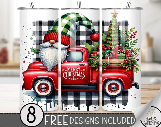 Christmas Gnome Tumbler Wrap, Winter Sublimation Design, Xmas 20 Oz Skinny, Merry Christmas Tumbler Wrap Png, Christmas Tumbler PNG, Holiday
