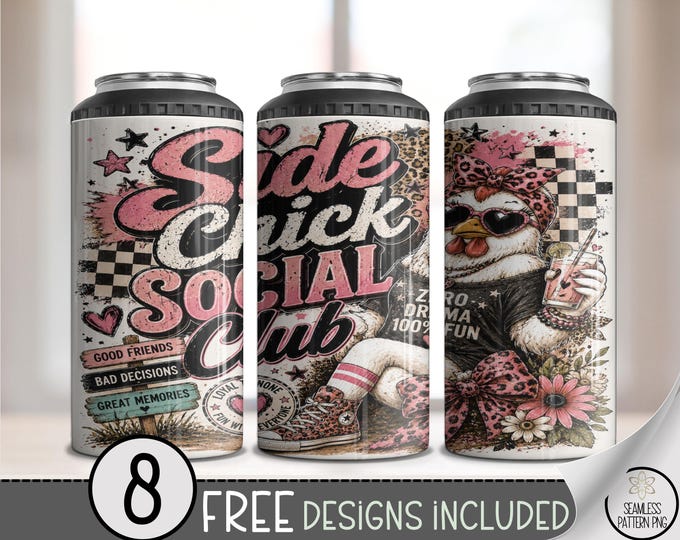 Sassy Chicken 4in1 Can Cooler Wrap, Retro Sublimation Design, Digital Download, B10523