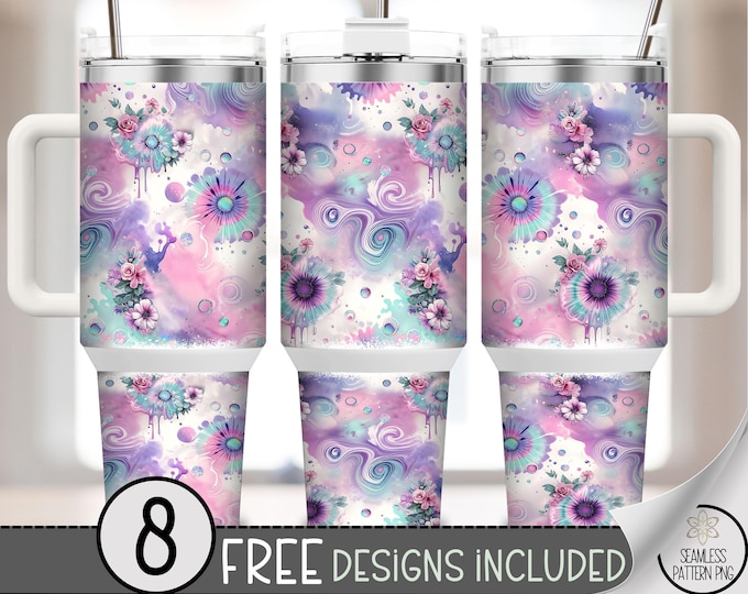 Pastel Tie Dye 40 oz tumbler wrap: Abstract Floral Sublimation Design, Dreamy PNG Files, Whimsical Swirls & Blooms, Modern Artistic Art A570