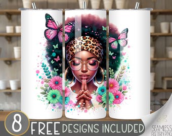 Pray Tumbler Wrap PNG, Religious PNG, Christian Tumbler,God,Christian Bible, Flower Leopard Black Woman Tumbler Sublimation,Digital Download