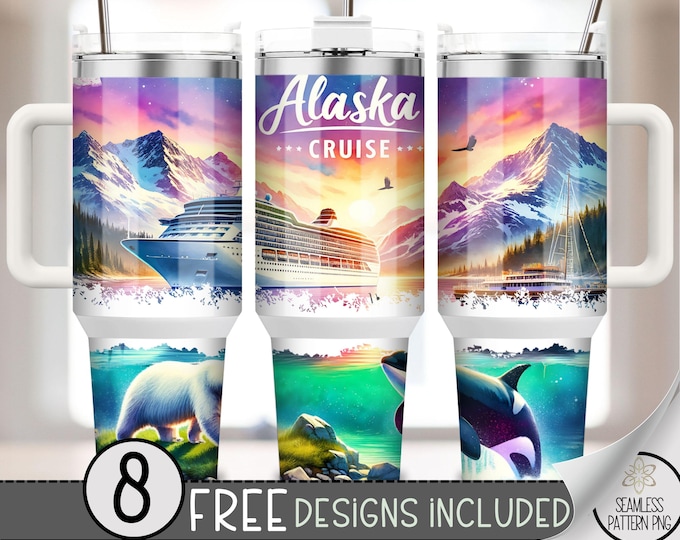 Cruise 40oz Tumbler Wrap, Cruise Trip Tumbler Sublimation Design, Booze Cruise 40oz Quencher Tumbler Wrap PNG, Cocktails and Orca 40 OZ Wrap