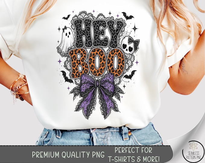 Halloween T-shirt PNG, Leopard Print BOO Sublimation Design, Spooky DTF Shirt Graphic, Digital Download, B10195