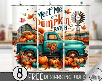 Pumpkin Tumbler Wrap, 20 Oz Fall Tumbler Wrap, Pumpkin Tumbler Sublimation, Retro Autumn Tumbler Png, Pumpkin Patch Tumbler Wrap