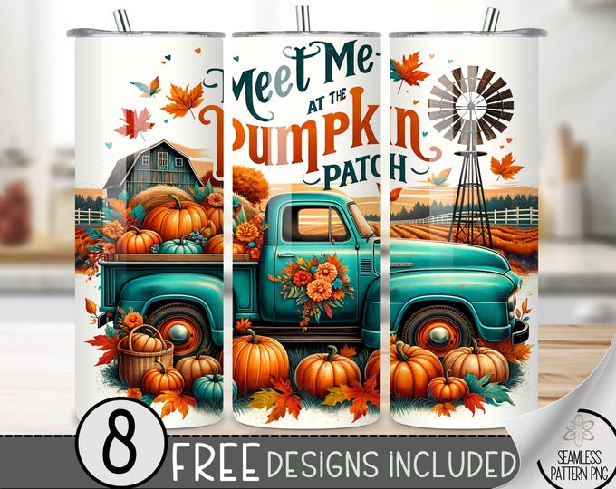 Pumpkin Tumbler Wrap, 20 Oz Fall Tumbler Wrap, Pumpkin Tumbler Sublimation, Retro Autumn Tumbler Png, Pumpkin Patch Tumbler Wrap
