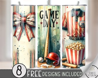 Baseball Png, Game Day Baseball 20oz Skinny Tumbler Sublimation Design, Baseball Mama Tumbler Wrap File PNG, Brushstroke Baseball PNG, A151